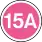 Pink circle with 15A in centre