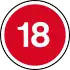 Red circle with 18 in centre