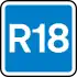 Blue rectangle with R18 in centre