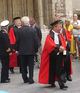 Image of Belgian judges leaving Saint Bavo's Cathedral, in Ghent after the solemn Te Deum on the Belgian National Day