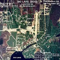 Aerial photograph of Big Lake in 1996