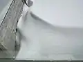 Snowdrifts blown by the wind during the storm left in a backyard in southern Ontario after the storm.