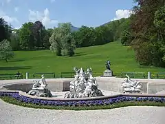 White marble fountain designed by Viktor Tilgner