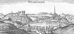 Wildungen in 1655. Engraving by Matthäus Merian.