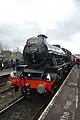 45596 Bahamas stopped in platform taking on water while working "The Bahamas Renaissance II" railtour north to Carlisle on Feb 16th 2019.