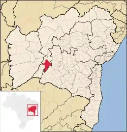 Location of Bom Jesus da Lapa in Bahia