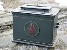 An old metal ballot box used in Norway