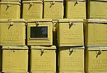 Ballot boxes used in the Philippines before automation was implemented on 2008 Autonomous Region in Muslim Mindanao regional elections on 11 August 2008