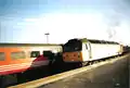 A Class 47 in the livery inherited from British Rail at Banbury in 2001