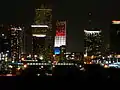 Tower lit as American flag for American Independence Day, President's Day & Veterans Day