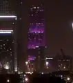 Tower lit purple for Halloween