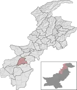 Bannu District (red) in Khyber Pakhtunkhwa