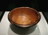 The first documented use of cinnabar, or vermilion, for decorating pottery in China dates to the Yangshao culture (5000–4000 BC). This bowl is from Banpo Village, Shaanxi, China.