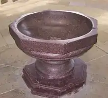 Octagonal baptismal font in Magdeburg Cathedral, Germany