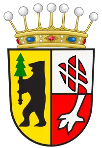 The combined arms of the Berenberg and Gossler families, used by the baronial Berenberg-Gossler family branch and as the logo of Berenberg Bank