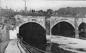 The original Barton Aqueduct, shortly before its demolition in 1893