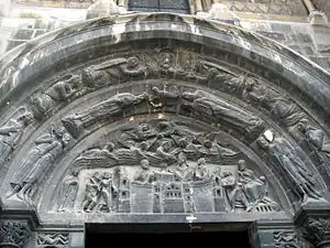 Sculpture of the portal of Basilica of Saint Denis