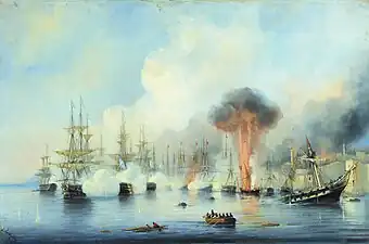 Battle of Sinop in 1853 (1860 painting)Central Naval Museum