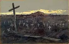 The battlefield at Polygon Wood, painted by George Edmund Butler in 1918