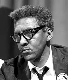 Bayard Rustin, organizer of the March on Washington for Jobs and Freedom, at a news briefing in Washington, D.C., on August 27, 1963