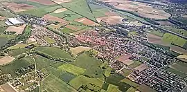 An aerial view of Baziège