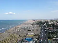 Rimini is a major seaside tourist resort in Italy.