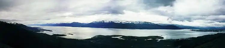 Beagle Channel seen from above Puerto Williams