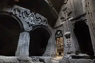 Rock-cut chamber: tomb of Prosh Khaghbakian (1283).