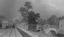 Berkhamsted railway station in 1838 with the Grand Junction Canal to the right