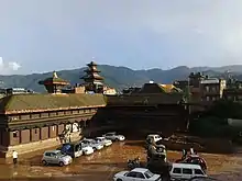 Hari Shankar Sattal in Bhaktapur with earthquake damage