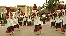 Bhangra Dance performers in Punjab wearing Kurta and Tehmat.