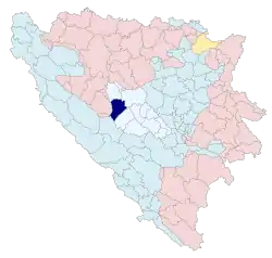 Location of Donji Vakuf within Bosnia and Herzegovina.