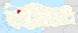 Location of the province within Turkey