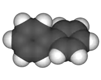 Space filling model showing its twisted conformation