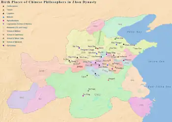 Birthplaces of Chinese philosophers including Confucius and Lao Tse, Warring States period