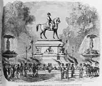 Statue of Napoleon Bonaparte erected at Champs-Élysées in 1852, soon after the coronation of Napoleon III.