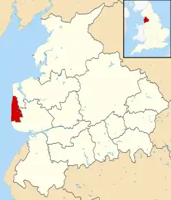 Blackpool shown within Lancashire