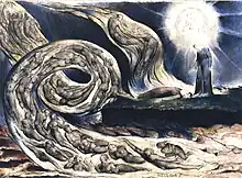 A watercolour depiction of the second circle's storm of souls