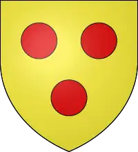 Yellow shield with three red dots