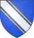 Blue shield with silver and gold diagonal lines