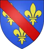 Modern armorial bearings: d'azur aux trois fleurs de lys d'or et à la bande de gueules