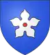 Arms of Hagenau: On a blue field, a white cinquefoil (flower with five spearhead-shaped petals) with a red centre