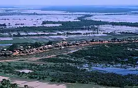 Tonle Sap lake and Chong Kneas village viewed from Phnom Krom hill