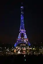 The European emblem emblazoned on the Eiffel Tower in 2008