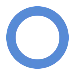 A hollow circle with a thick blue border and a clear centre