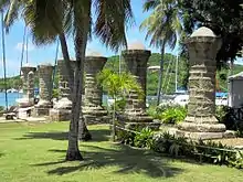 Remains of former Boat House & Sail Loft, which lost its roof in a hurricane in 1871