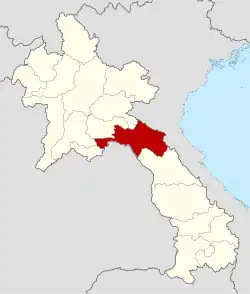 Map showing location of Bolikhamsai province in Laos