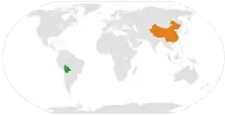 Map indicating locations of Bolivia and China