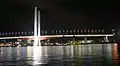 The Bolte Bridge at night, with Etihad Stadium, and Melbourne CBD in the background