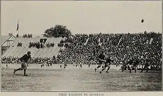 Opening kickoff before mostly-full stands